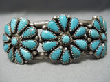 Incredible Vintage Native American Navajo Turquoise Teardrop Sterling Silver Bracelet-Nativo Arts