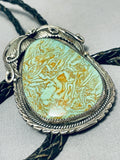 Monumental Vintage Native American Navajo Royston Turquoise Sterling Silver Bolo-Nativo Arts
