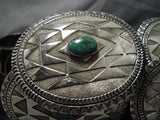 One Of Biggest Vintage Native American Navajo Green Turquoise Sterling Silver Concho Belt-Nativo Arts