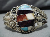 Impressive Vintage Native American Navajo Sterling Silver Garden Turquoise Bracelet-Nativo Arts