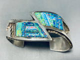 Important Vintage Native American Navajo Opal Sterling Silver Geomtric Bracelet-Nativo Arts
