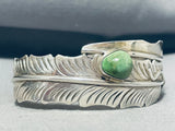 Important Vintage Native American Navajo Damale Turquoise Sterling Silver Bangle Bracelet Signed-Nativo Arts