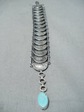 One Of Most Unique Ever Vintage Native American Navajo Turquoise Link Sterling Silver Bracelet-Nativo Arts