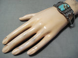 Early Vintage Native American Navajo 8 Turquoise Sterling Silver Bracelet-Nativo Arts