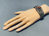 Early 1900's Vintage Native American Navajo Petrified Wood Sterling Silver Bracelet Old-Nativo Arts