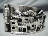 Native American Incredible Detailed Vintage Pubelo Sterling Silver Bracelet Old-Nativo Arts