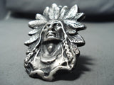 Outstanding Heavy San Felipe Sterling Silver Chief Ring-Nativo Arts