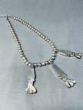 Jenn Signed Vintage Native American Navajo Turquoise Shell Sterling Silver Necklace-Nativo Arts