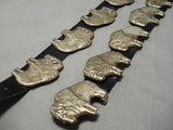 Heavy Unique Vintage Native American Navajo Hand Tooled Sterling Silver Buffalo Concho Belt Old-Nativo Arts
