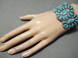 Incrredible Natural Turquoise Vintage Native American Navajo Sterling Silver Bracelet Cuff-Nativo Arts