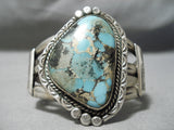 Opulent Vintage Native American Navajo Blue Thunder Turquoise Sterling Silver Bracelet Old-Nativo Arts
