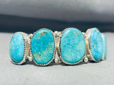 Dramatic Vintage Native American Navajo Pilot Mountain Turquoise Sterling Silver Bracelet-Nativo Arts