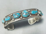 Bisbee Turquoise Vintage Native American Navajo Sterling Silver Rope Bracelet Old-Nativo Arts