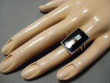 Important Bird Artist Zuni Native American Onyx Sterling Silver Ring-Nativo Arts