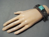 For Large Wrist Vintage Native American Navajo Royston Turquoise Sterling Silver Bracelet-Nativo Arts