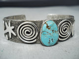 Important Alex Sanchez Authentic Native American Navajo Turquoise Sterling Silver Bracelet-Nativo Arts