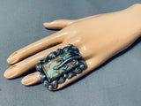 Unbelievable San Felipe Signed 8 Turquoise Sterling Silver Gekko Huge Ring-Nativo Arts