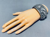 One Of The Best Vintage Native American Navajo Sterling Silver Leaf Bracelet Cuff-Nativo Arts