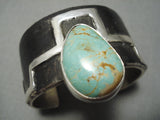 Superior Native American Navajo Teardrop Royston Turquoise Sterling Silver Bracelet-Nativo Arts