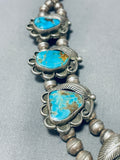 Important Vintage Native American Laguna Pilot Mountain Turquoise Sterling Silver Necklace-Nativo Arts