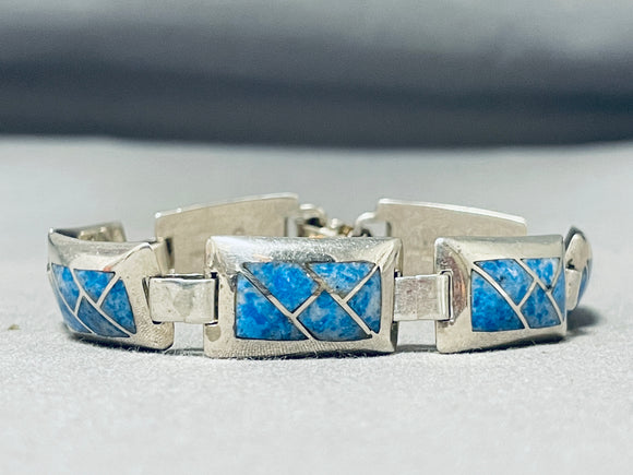 Stunning Native American Navajo Denim Lapis Sterling Silver Link Bracelet-Nativo Arts