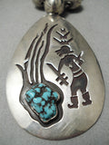 Museum Vintage Native American Navajo Spiderweb Turquoise Sterling Silver Necklace-Nativo Arts