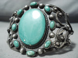 Very Rare Massive Vintage Native American Navajo Cerrillos Turquoise Sterling Silver Bracelet-Nativo Arts