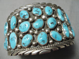 Important Vintage Native American Navajo Tommy Moore Turquoise Sterling Silver Bracelet Old-Nativo Arts