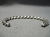 Hand Twisted Vintage Native American Navajo Solid Sterling Silver Bracelet Old-Nativo Arts