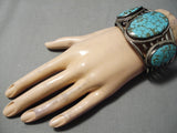One Of Biggest Best Vintage Native American Navajo #8 Turquoise Sterling Silver Bracelet Old-Nativo Arts