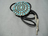 Huge Vintage Native American Navajo Turquoise Cluster Sterling Silver Bolo Old-Nativo Arts
