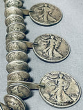372 Grams Vintage Native American Navajo Coin Silver Squash Blossom Necklace-Nativo Arts