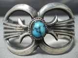 Bisbee Turquoise Vintage Native American Navajo Sterling Silver Thorn Bracelet Cuff Old-Nativo Arts