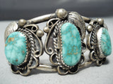 High Grade Vintage Native American Navajo Carico Lake Turquoise Sterling Silver Bracelet Old-Nativo Arts