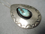 Tremendous Vintage Native American Navajo Pilot Mountain Turquoise Sterling Silver Necklace-Nativo Arts