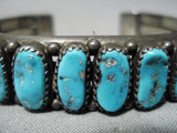 Magnificent Vintage Native American Navajo Kingman Turquoise Sterling Silver Bracelet Old-Nativo Arts