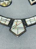 Intricate Vintage Native American Zuni Synth Opal Sterling Silver Necklace Set-Nativo Arts
