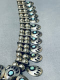Important Vintage Native American Navajo Old Kingman Turquoise Sterling Silver Bear Paw Necklace-Nativo Arts