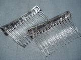 Exceptional Vintage Navajo Sterling Silver Hair Combs Set Native American Old-Nativo Arts