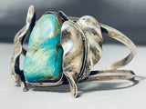 Leaf Flank Vintage Native American Navajo Turquoise Sterling Silver Bracelet Old-Nativo Arts