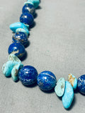 Unbelievable Native American Navajo Turquoise & Lapis Sterling Silver Necklace-Nativo Arts