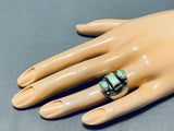 Dramatic Vintage Native American Navajo Orvil Jack Turquoise Sterling Silver Ring-Nativo Arts