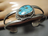 Exceptional Vintage Native American Zuni Native Blue Gem Turquoise Sterling Silver Bracelet-Nativo Arts