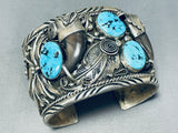 Important Glen Willie Vintage Native American Navajo Turquoise Sterling Silver Bracelet-Nativo Arts