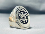 Incredible Cal Peterson Native American Navajo Sterling Silver Turtle Ring Signed-Nativo Arts