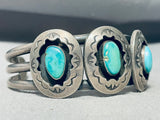 Willy Carviso Vintage Native American Navajo Turquoise Sterling Silver Bracelet Old-Nativo Arts