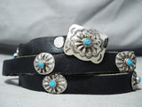 Fabulous Vintage Native American Navajo Kingman Turquoise Sterling Silver Concho Belt Old-Nativo Arts