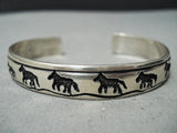Dancing Donkey Authentic Vintage Native American Navajo Thhomas Singer Sterling Silver Bracelet-Nativo Arts