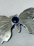 Beautiful Vintage Native American Navajo Black Onyx Sterling Silver Butterfly Pin-Nativo Arts