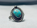Outstanding Vintage Native American Navajo Green Kingman Turquoise Sterling Silver Ring-Nativo Arts